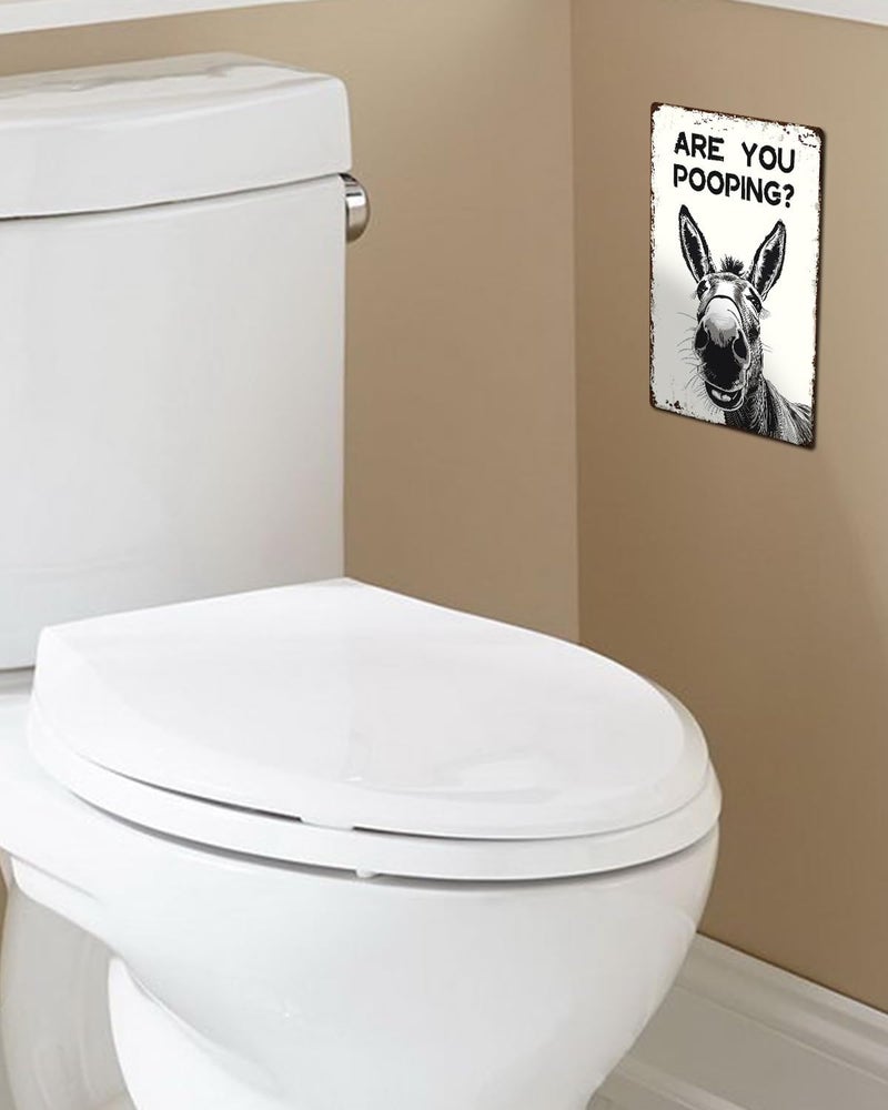 ALKB Funny Donkey Are You Pooping Metal Signs Vintage Farmhouse Bathroom Wall Decor Donkey Lovers Gift 8 x 12 Inch - Image 3